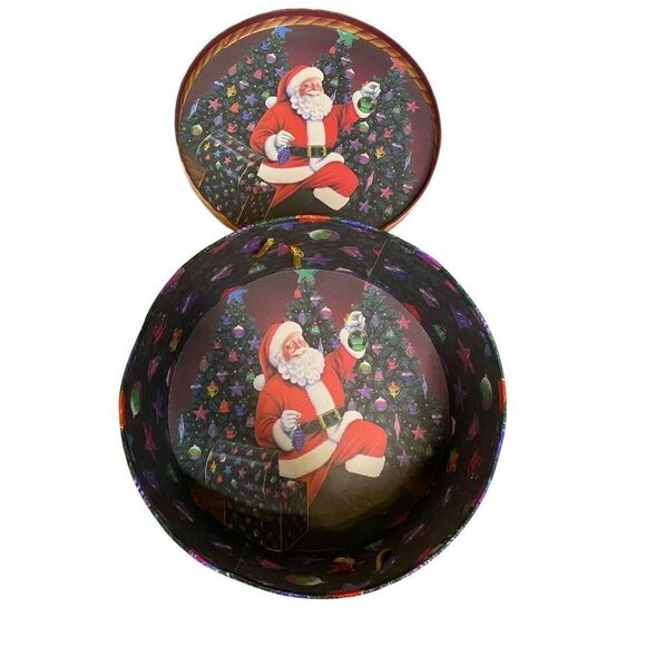 Vintage Santa Hat Box The Dolly Mamas Christmas Round Gift Box Storage Holiday - Picture 2 of 11